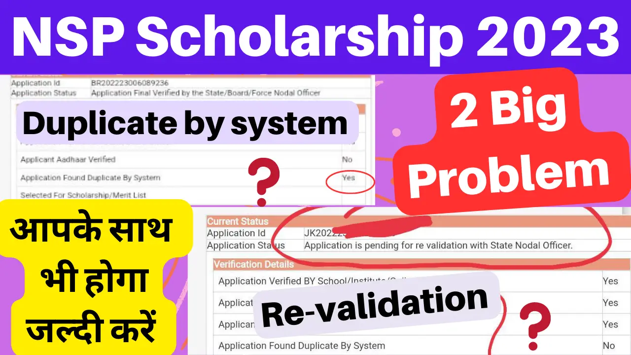 NSP scholarship duplicate by system yes How to solve | NSP Scholarship Re validation State Nodal officer